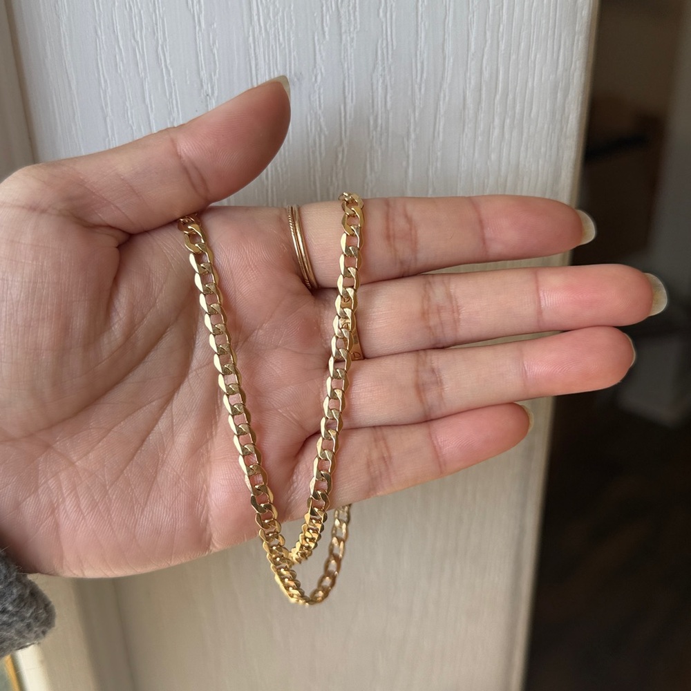 9ct gold flat curb chain necklace 18 inches